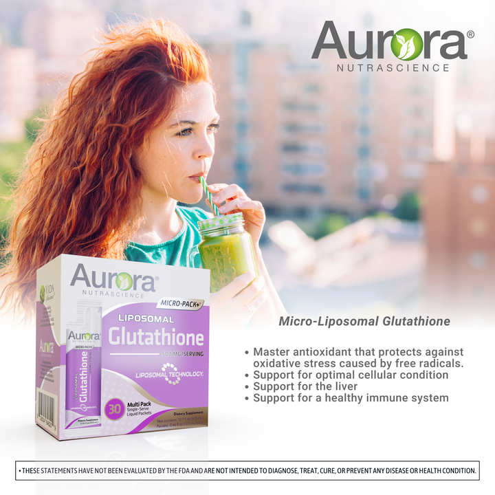 Aurora Nutrascience, Micro-Pack Liposomal Glutathione, 500 mg, 30 Single-Serve Liquid Packets, 0.34 fl oz (10 ml) Each