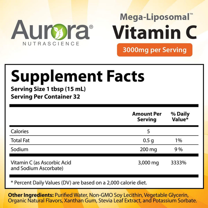 Aurora Nutrascience Mega-Liposomal Vitamin C, 3000mg per serving