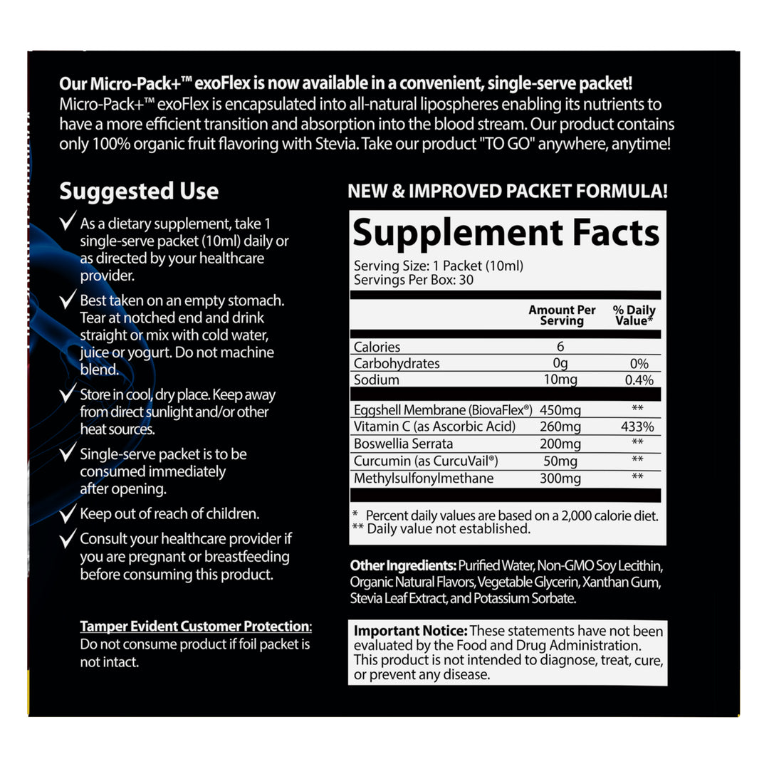 Aurora Nutrascience, Micro-Pack Liposomal ExoFlex+ Vitamin C, Eggshell Membrane with BiovaFlex, Curcumin, & Boswellia, 30 Single-Serve Liquid Packets, 0.34 fl oz (10 ml) Each…